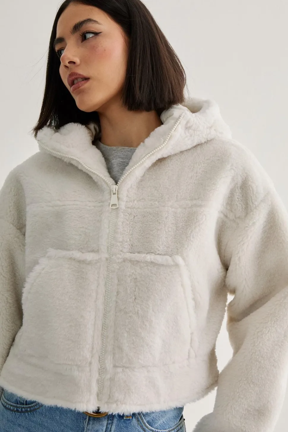 Quilted Borg Hooded Jacket | Nasty Gal