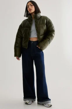 Real Leather Distressed Puffer Coat | Nasty Gal