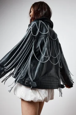 Real Leather Pearl Trim Detail Jacket | Nasty Gal