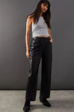 Real Leather Wide Leg Trousers | Nasty Gal