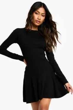 Rib Dropped Hem Skater Dress | Nasty Gal