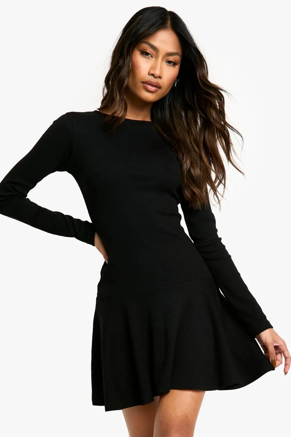Rib Dropped Hem Skater Dress | Nasty Gal