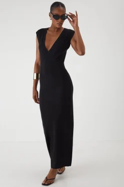 Rib Knit Plunge Sleeveless Vest Fitted Maxi Dress | Nasty Gal