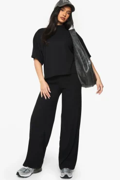 Rib Oversized Short Sleeve Top & Wide Leg Trouser Set | Nasty Gal