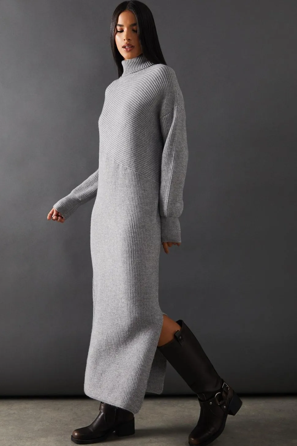 Roll Neck Split Maxi Dress | Nasty Gal