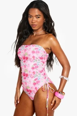 Ruched Bandeau Swimsuit | Nasty Gal