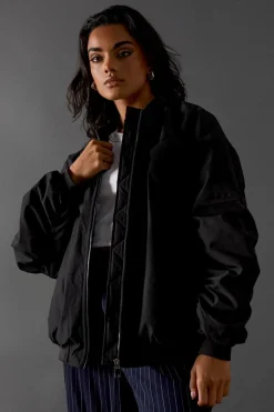 Ruched Detail Zip Through Bomber | Nasty Gal