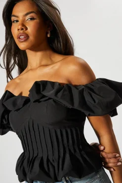 Ruffle Bardot Cinched Waist Top | Nasty Gal
