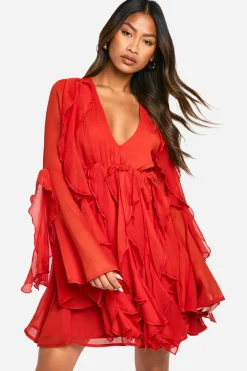 Ruffle Flare Sleeve Mini Dress | Nasty Gal