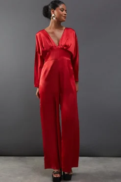 Satin Batwing Wide Leg Jumpsuit | Nasty Gal