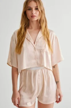 Satin Boxy Shirt And Boxer Short Pajama | Nasty Gal