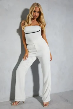 Satin Contrast Underbust Trim Top & Flare Leg Trouser Co-ord | Nasty Gal
