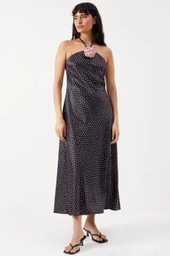 Satin Corsage Detail Bias Cut Midi Dress | Nasty Gal