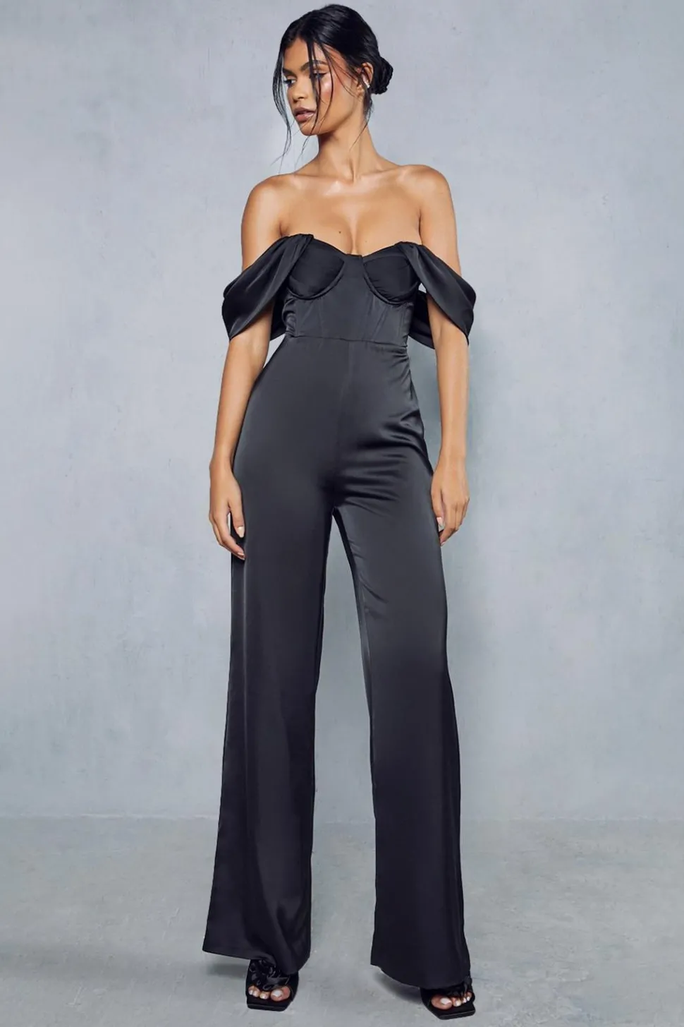 Satin Corset Bardot Jumpsuit | Nasty Gal