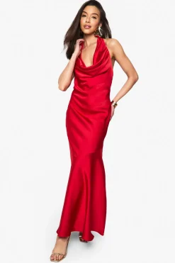 Satin Halterneck Maxi Dress | Nasty Gal