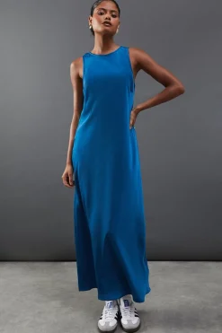 Satin Racer Neck Bias Midi Slip Dress | Nasty Gal