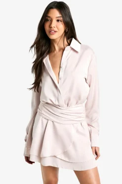 Satin Ruched Shirt Dress | Nasty Gal
