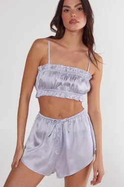Satin Ruffle Short Pajama Set | Nasty Gal
