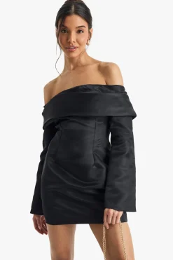 Satin Structured Bardot Mini Dress | Nasty Gal