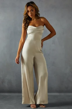 Satin Sweetheart Drape Wide Leg Jumpsuit | Nasty Gal