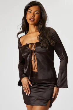 Satin Tie Front Top & Skirt Co-ord | Nasty Gal