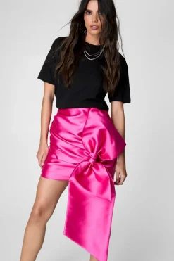 Satin Twill Oversized Bow Mini Skirt | Nasty Gal