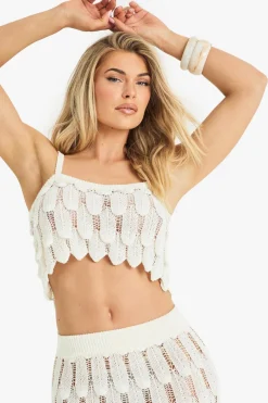 Scallop Detail Knitted Crochet Beach Top | Nasty Gal