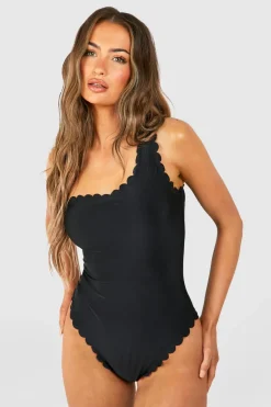 Scalloped One Shoulder Swimsuit | Nasty Gal