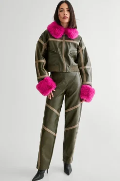 Seam Detail Distressed Pu Trouser | Nasty Gal