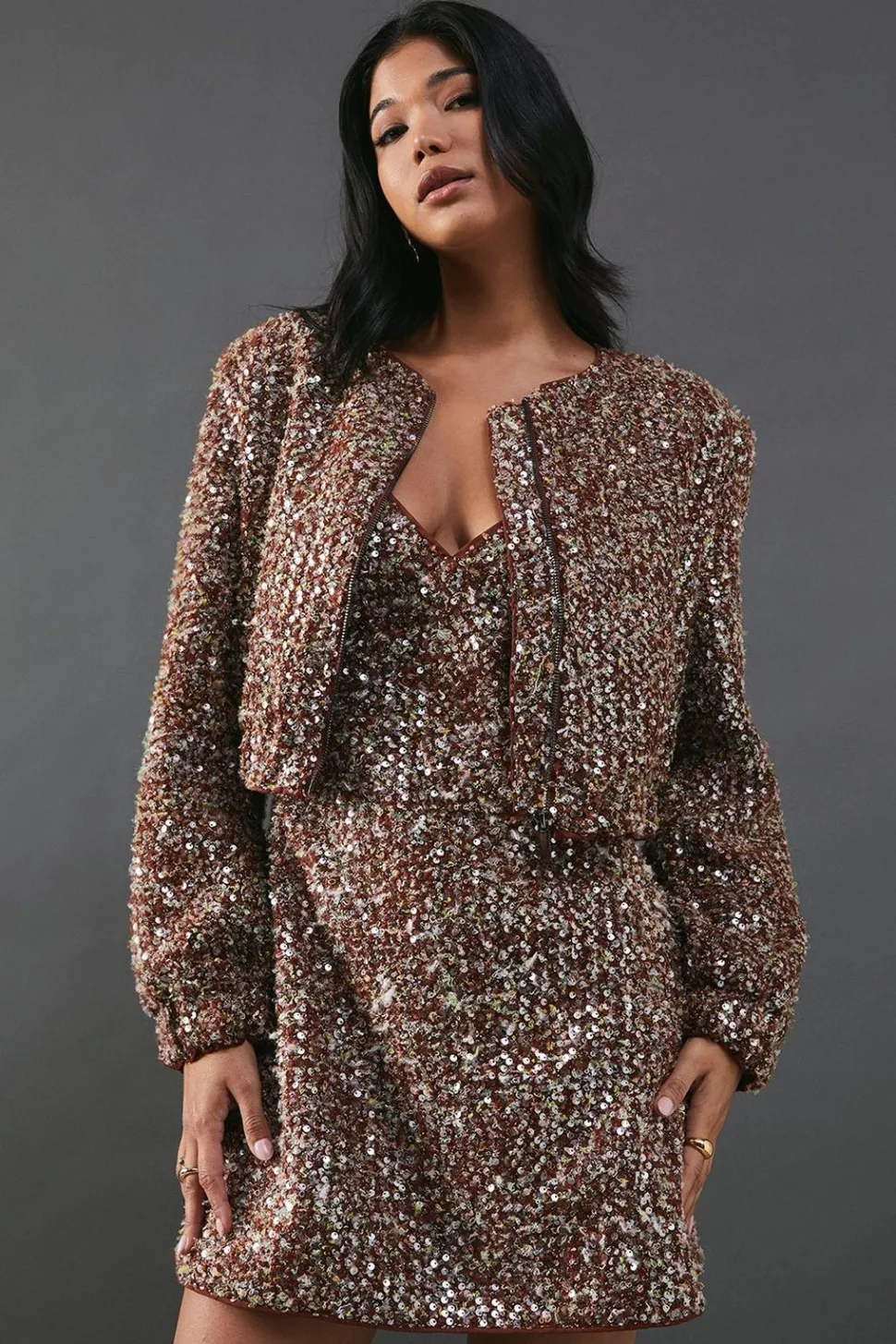 Sequin Boucle Cardigan Bomber Jacket | Nasty Gal