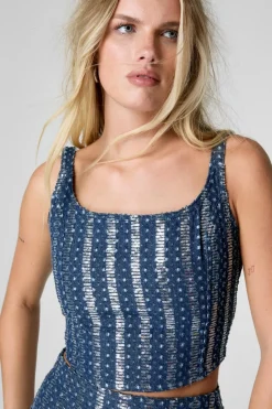 Sequin Denim Corset Top | Nasty Gal