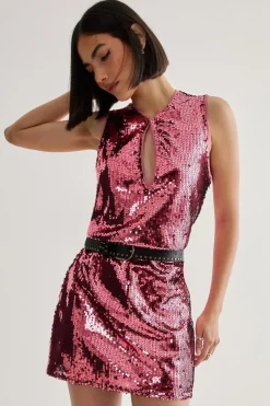 Sequin Plunge Keyhole Blouson Mini Dress | Nasty Gal