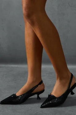 Sequin Sling Back Pointed Heels | Nasty Gal