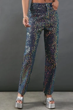 Sequin Straight Leg Denim Jeans | Nasty Gal