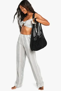 Sequin Stripe Cotton Beach Trousers | Nasty Gal