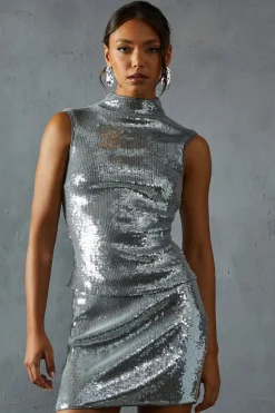 SequinHigh Neck Top | Nasty Gal