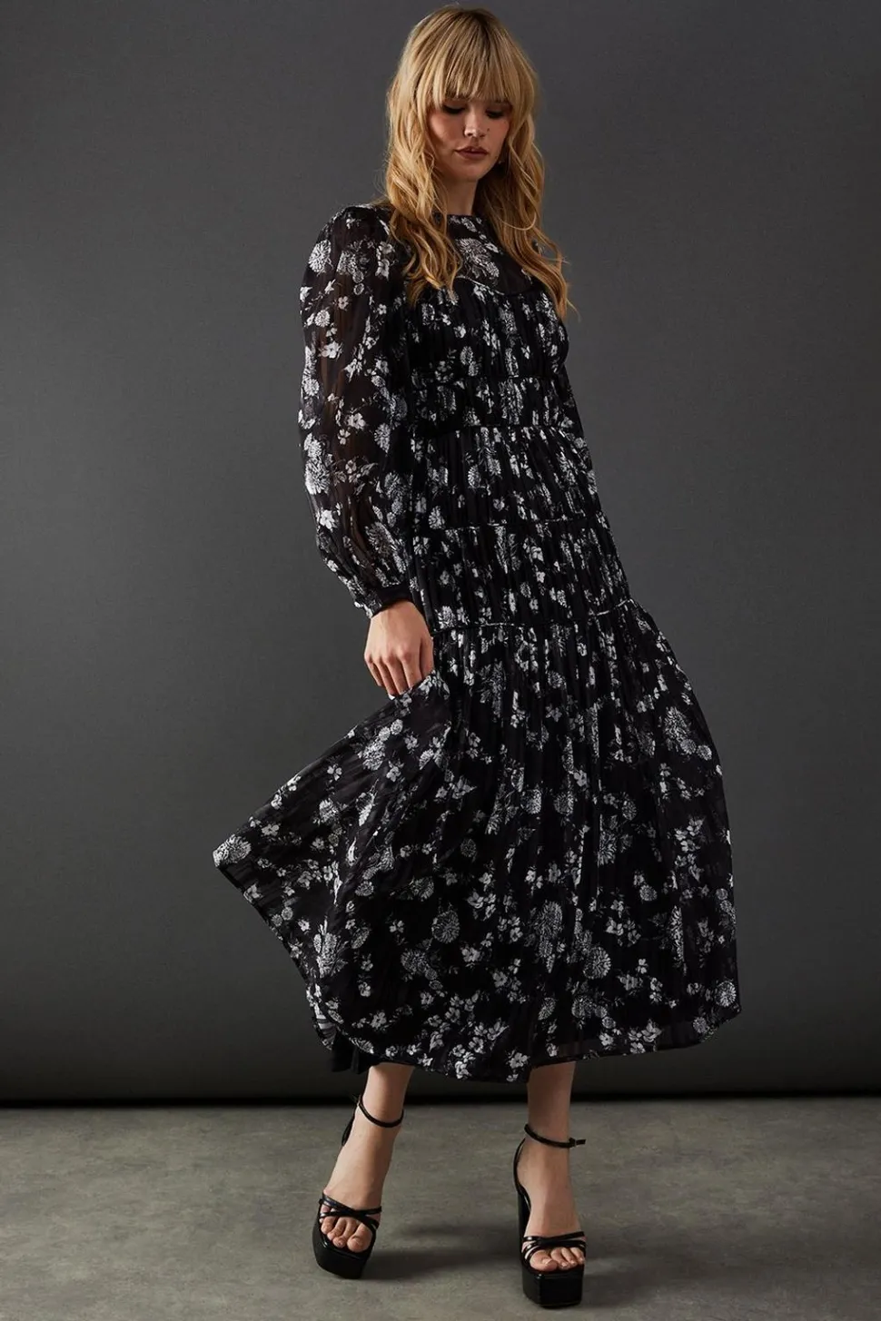 Shadow Satin Stripe Piping Detail Midi Dress | Nasty Gal