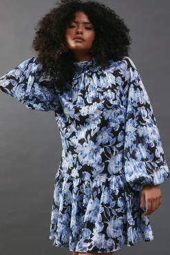 Shadow Stripe High Neck Tie Back Mini Dress | Nasty Gal