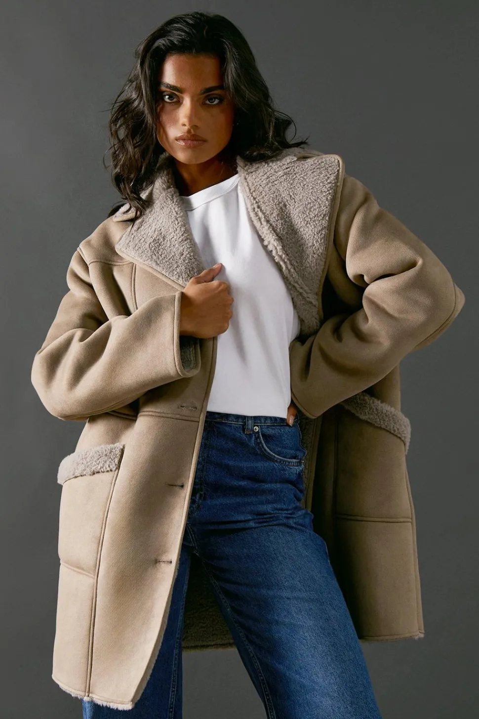 Shearling Bonded Coat | Nasty Gal