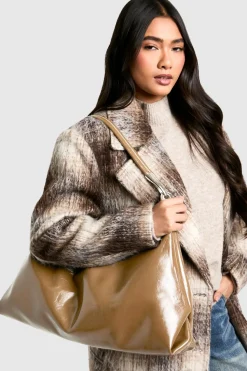 Shiny Leather Slouchy Shoulder Bag | Nasty Gal