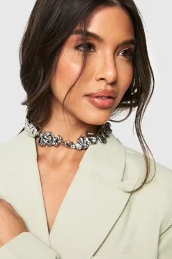 Silver Molten Statement Necklace | Nasty Gal