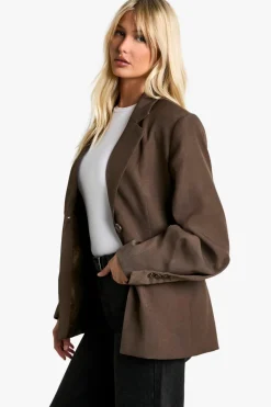 Single Breasted Button Detail Volume Sleeve Oversized Blazer | Nasty Gal