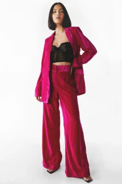 Single Breasted Crushed Velvet Blazer Co Ord