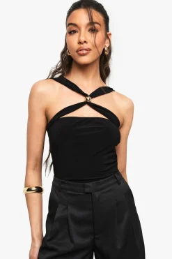 Slinky Cross Over Bodysuit With Trim Detail | Nasty Gal