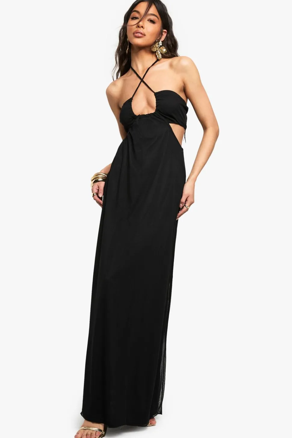 Slinky Cut Out Halter Maxi Dress | Nasty Gal
