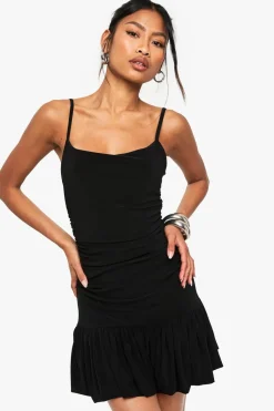 Slinky Strappy Ruched Detail Pleated Mini Dress | Nasty Gal