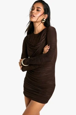 Slinky Twist Detail Ruched Mini Dress | Nasty Gal