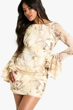 Snake Chiffon Ruffle Mini Dress | Nasty Gal