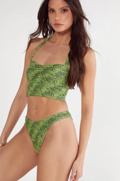 Snake Halter Neck Ruched Longline Bikini Set | Nasty Gal
