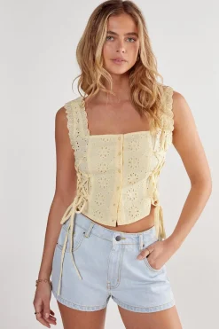 Soft Corset Broderie Lace Up Side Top | Nasty Gal